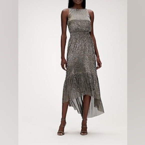 Banana Republic Metallic High-Low Dress, Gold Mix, size US 2 - Picture 11 of 12